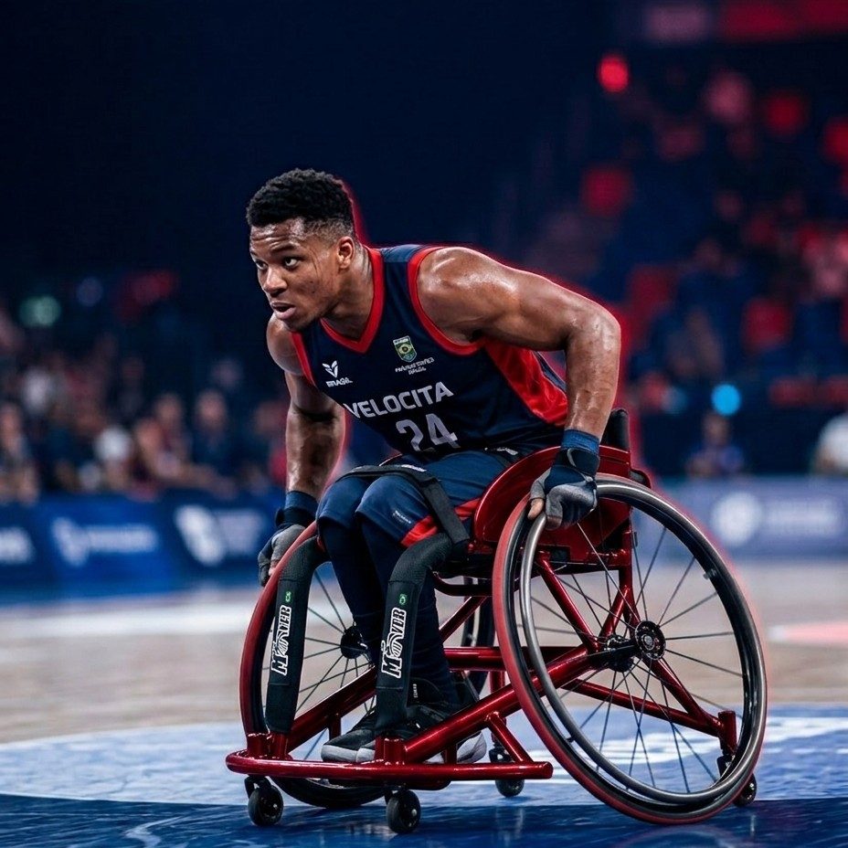 Atleta de basquete em cadeira de rodas esportiva Mover